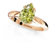 Solitaire Engagement Ring Setting for Fancy Yellow Pear-Shaped Center with Reverse Tapered Band and Prong Head in Rose Gold