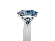 Solitaire Engagement Ring Setting for Fancy Blue Oval Center with Wide Knife Ridge Band and Prong Head in Platinum