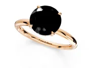 Hidden Halo Engagement Ring Setting for Fancy Black Round Cut Center with Thin Rounded Band and Prong Head in Rose Gold
