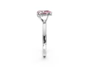 Solitaire Engagement Ring Setting for Fancy Pink Pear-Shaped Center with Fine Wire Band and Prong Head in White Gold