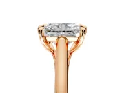 Solitaire Engagement Ring Setting for Radiant Cut Center with Cathedral Band and Prong Head in Rose Gold