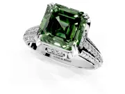 Solitaire Engagement Ring Setting for Fancy Green Asscher Cut Center with Accented Split Shank and Prong Head in Sterling Silver