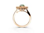 Cluster Halo Engagement Ring Setting for Fancy Green Pear-Shaped Center with Milgrain Bezel Accents and Prong Head in Rose Gold