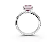 Solitaire Engagement Ring Setting for Fancy Pink Asscher Cut Center with Multi-Row Pave Accents and Basket Head in Platinum