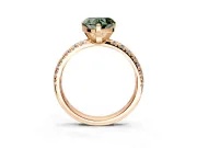 Solitaire Engagement Ring Setting for Fancy Green Heart-Shaped Center with Large Accents and Prong Head in Rose Gold