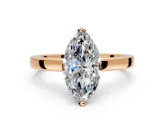 Solitaire Engagement Ring Setting for Marquise Center with Plain Band and Flat Tab Prong Head in Rose Gold