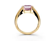 Tension Engagement Ring Setting for Fancy Pink Asscher Cut Center with Wide Tapered Band and Tension Head in Yellow Gold