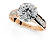 Solitaire Engagement Ring Setting for Round Cut Center with Cathedral Channel Band and Prong Head in Rose Gold