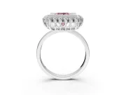 Halo Engagement Ring Setting for Fancy Pink Princess Cut Center with Milgrain Bezel Rim, Plain Band and Prong Head in Platinum