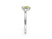 Hidden Halo Engagement Ring Setting for Fancy Yellow Pear-Shaped Center with Thin Rounded Band and Prong Head in White Gold