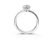 Solitaire Engagement Ring Setting for Oval Center with Large Accents and Prong Head in Sterling Silver