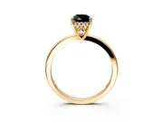 Solitaire Engagement Ring Setting for Fancy Black Pear-Shaped Center with Fine Wire Band and Prong Head in Yellow Gold