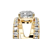 Solitaire Engagement Ring Setting for Cushion Cut Center with Wide-Open Split Shank and Prong Head in Yellow Gold