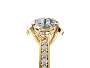 Floral Engagement Ring Setting for Round Cut Center with Four Accent Clusters and Prong Head in Yellow Gold