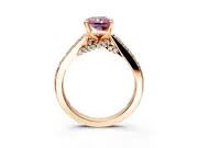 Solitaire Engagement Ring Setting for Fancy Pink Radiant Cut Center with Crossover Accents and Prong Head in Rose Gold