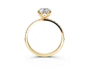 Solitaire Engagement Ring Setting for Oval Center with Pave Accents and Prong Head in Yellow Gold