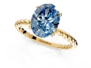 Solitaire Engagement Ring Setting for Fancy Blue Oval Center with Plain Twisted Rope Band and Prong Head in Yellow Gold