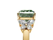 Solitaire Engagement Ring Setting for Fancy Green Princess Cut Center with Marquise Flower Shoulders and Prong Head in Yellow Gold