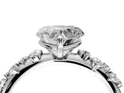 Cluster Engagement Ring Setting for Heart-Shaped Center with Round Cut Accent Band and Prong Head in Sterling Silver