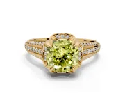 Solitaire Engagement Ring Setting for Fancy Yellow Cushion Cut Center with Accented Split Shank and Prong Head in Yellow Gold