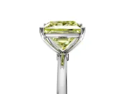 Solitaire Engagement Ring Setting for Fancy Yellow Princess Cut Center with Straight Thin Band and Prong Head in Platinum