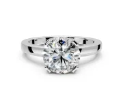 Solitaire Engagement Ring Setting for Round Cut Center with Plain Band and Flat Tab Prong Head in Platinum