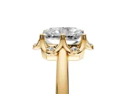 Floral Frame Engagement Ring Setting for Radiant Cut Center with Accent Clusters and Prong Head in Yellow Gold