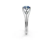 Solitaire Engagement Ring Setting for Fancy Blue Cushion Cut Center with Milgrain Cathedral Band and Prong Head in White Gold