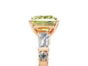 Bar-Set Engagement Ring Setting for Fancy Yellow Princess Cut Center with Tapered Baguette Accents and Prong Head in Rose Gold