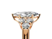 Cluster Engagement Ring Setting for Marquise Center with Round Cut Accent Frame and Prong Head in Rose Gold