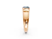 Tension Engagement Ring Setting for Fancy Blue Cushion Cut Center with Wide Flat Band and Tension Head in Rose Gold