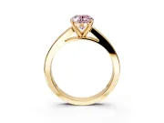 Solitaire Engagement Ring Setting for Fancy Pink Oval Center with Princess Cut Channel Band and Prong Head in Yellow Gold
