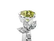 Floral Engagement Ring Setting for Fancy Yellow Round Cut Center with Trailing Marquise Accents and Prong Head in Sterling Silver