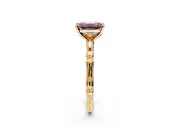 Solitaire Engagement Ring Setting for Fancy Pink Emerald Cut Center with Bamboo Band and Prong Head in Yellow Gold