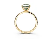 Hidden Halo Engagement Ring Setting for Fancy Green Princess Cut Center with Pave Band and Prong Head in Yellow Gold