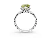 Halo Engagement Ring Setting for Fancy Yellow Heart-Shaped Center with Rope Twist Split Shank and Prong Head in Platinum