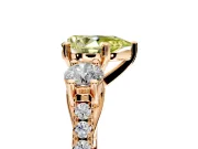 3 Stone Engagement Ring Setting for Fancy Yellow Pear-Shaped Center with Crossover Basket, Pave Band and Prong Head in Rose Gold