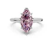 Solitaire Engagement Ring Setting for Fancy Pink Marquise Center with Cathedral Band and Prong Head in Sterling Silver