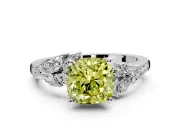 Solitaire Engagement Ring Setting for Fancy Yellow Cushion Cut Center with Marquise Accent Twist Band and Prong Head in Sterling Silver