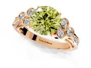 Cluster Engagement Ring Setting for Fancy Yellow Round Cut Center with Bezel Accent Clusters and Prong Head in Rose Gold