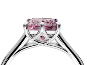 Solitaire Engagement Ring Setting for Fancy Pink Princess Cut Center with Cathedral Band and Prong Head in Platinum