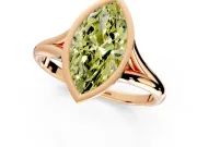 Solitaire Engagement Ring Setting for Fancy Yellow Marquise Center with V Split Shank and Bezel Head in Rose Gold