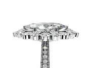 Milgrain Halo Engagement Ring Setting for Marquise Center with Bezel Point Accents and Prong Head in Platinum