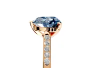 Solitaire Engagement Ring Setting for Fancy Blue Heart-Shaped Center with Channel Accents and Prong Head in Rose Gold