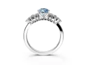 Cluster Engagement Ring Setting for Fancy Blue Pear-Shaped Center with 2-Row Shoulder Clusters and Prong Head in Sterling Silver