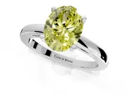 Solitaire Engagement Ring Setting for Fancy Yellow Oval Center with Basket Rail and Prong Head in White Gold