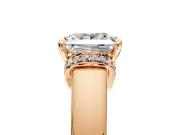 Solitaire Engagement Ring Setting for Princess Cut Center with Wide Band, Pave Collar and Prong Head in Rose Gold