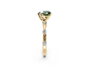 Solitaire Engagement Ring Setting for Fancy Green Heart-Shaped Center with Bezel Station Band and Prong Head in Yellow Gold
