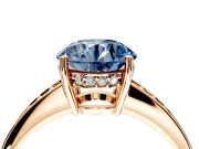 Solitaire Engagement Ring Setting for Fancy Blue Round Cut Center with Channel-Set Accent Band and Prong Head in Rose Gold