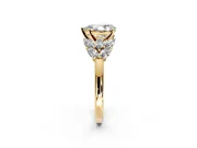 Leaf Cluster Engagement Ring Setting for Pear-Shaped Center with Marquise Accents and Prong Head in Yellow Gold